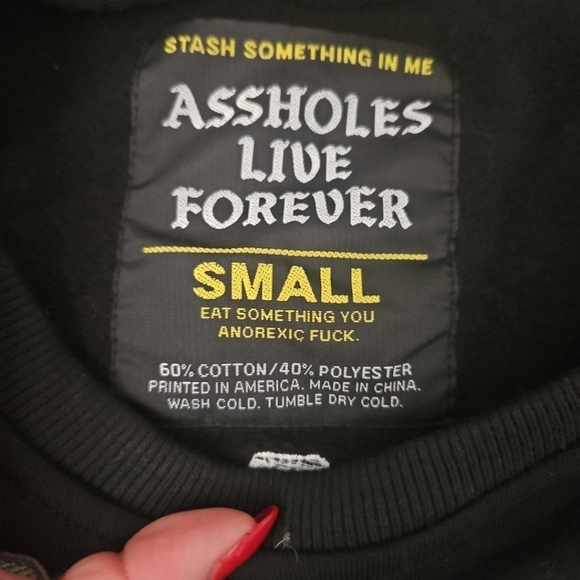 Assholes Live Forever Unisex "Drink Beer Pet Dogs" Crew Neck Sweater S - Picture 4 of 6